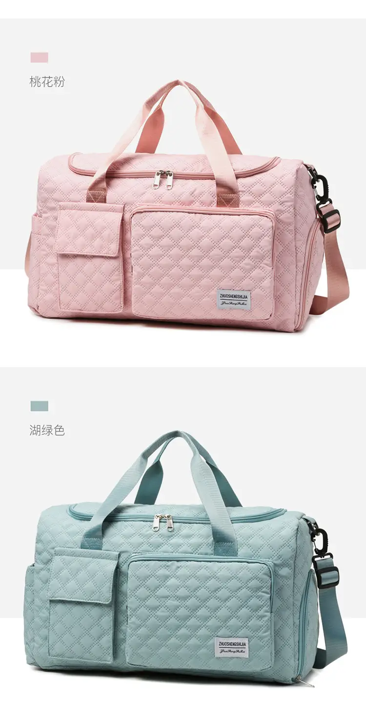 White Quilted Cross-Body Duffle Bag for Travel & Gym — feature 29
