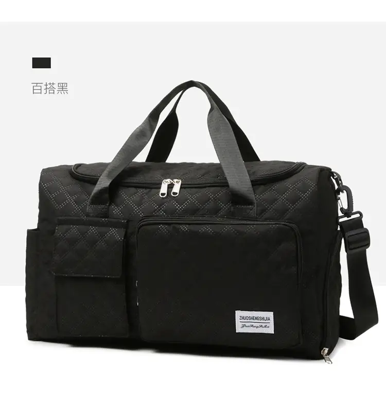 White Quilted Cross-Body Duffle Bag for Travel & Gym — feature 30