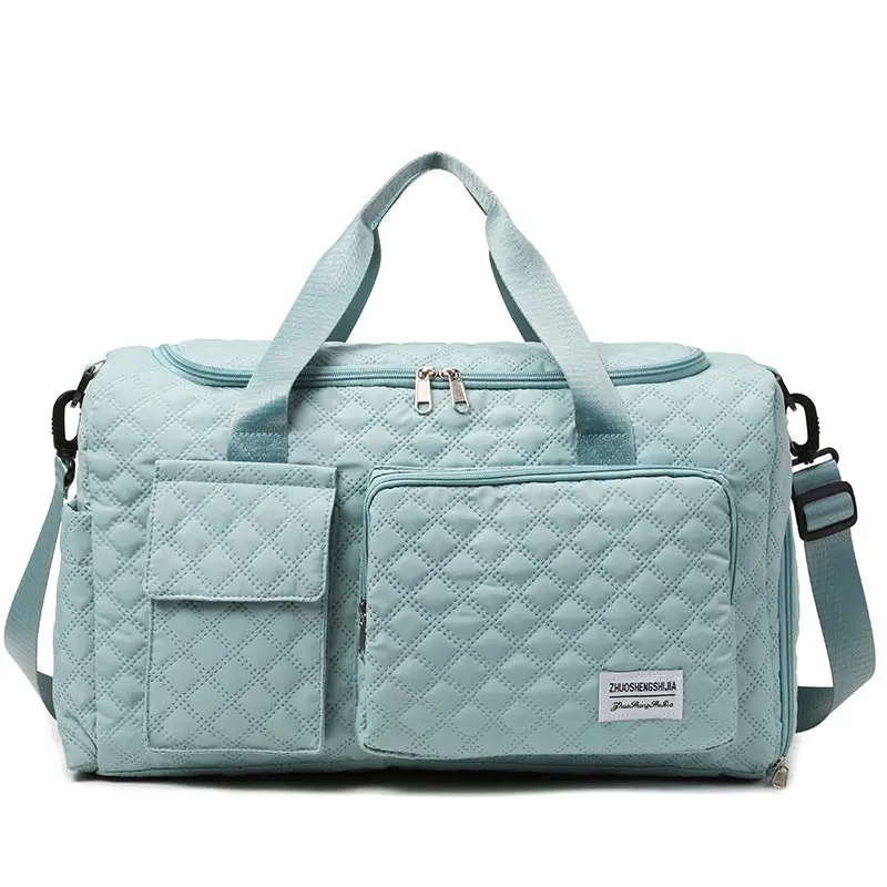 White Quilted Cross-Body Duffle Bag for Travel & Gym - Image 5