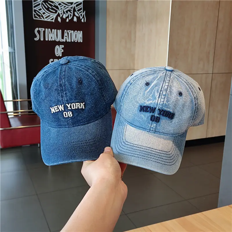 New York Embroidered Denim Baseball Cap for Men Women - Image 5