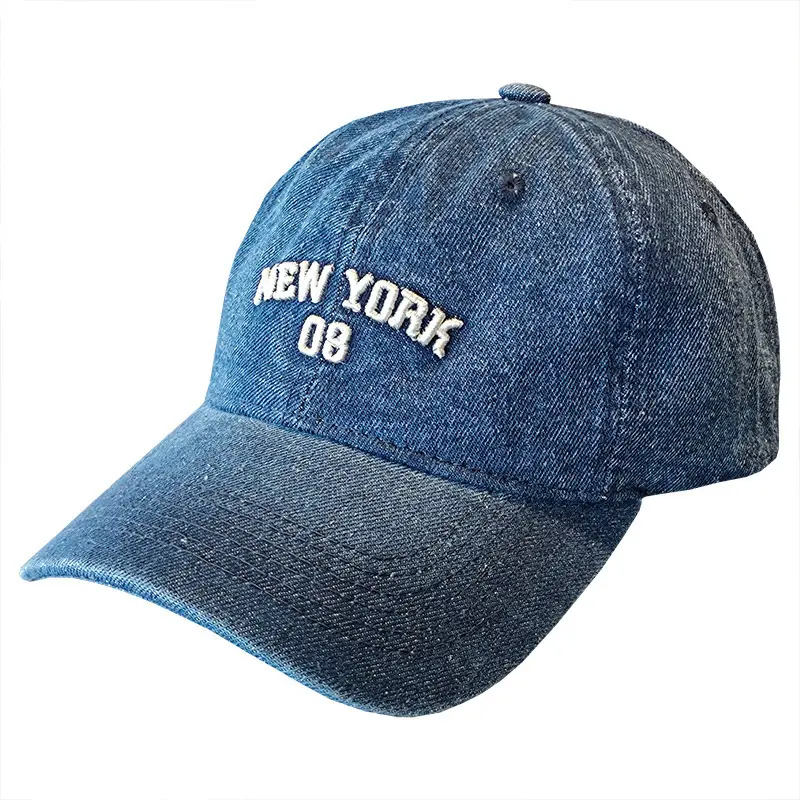 New York Embroidered Denim Baseball Cap for Men Women - Image 8