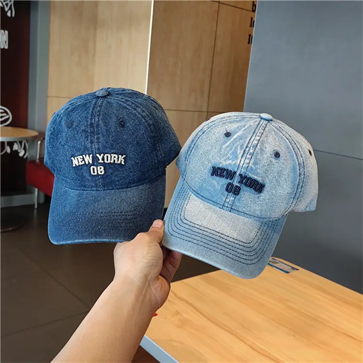 New York Embroidered Denim Baseball Cap for Men Women — feature 2