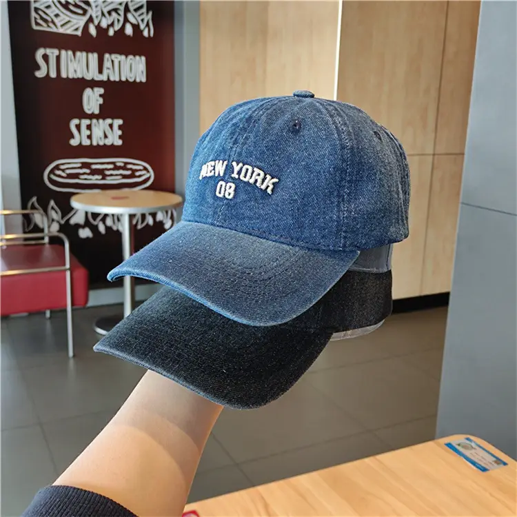 New York Embroidered Denim Baseball Cap for Men Women — feature 3