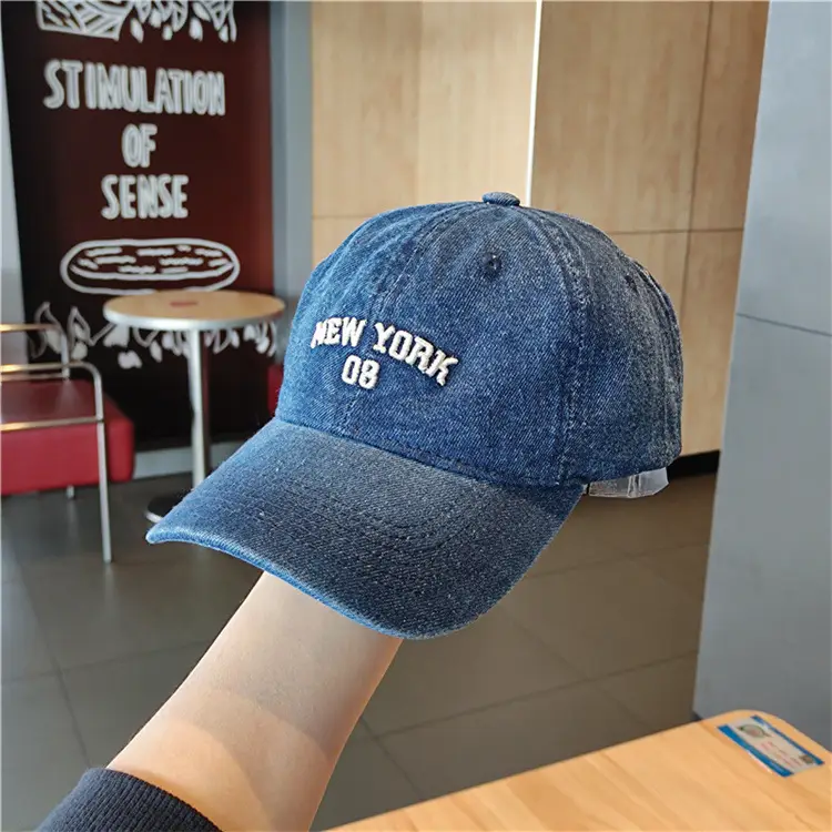 New York Embroidered Denim Baseball Cap for Men Women — feature 4