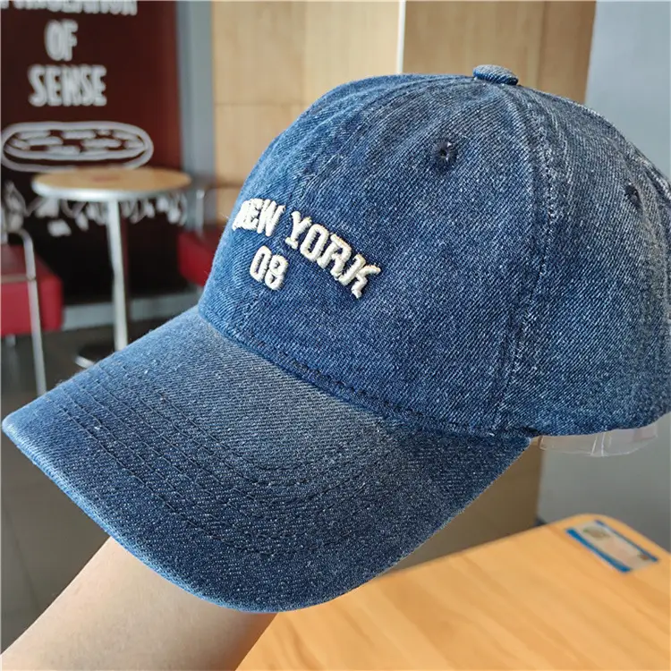 New York Embroidered Denim Baseball Cap for Men Women — feature 5