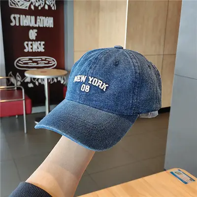 New York Embroidered Denim Baseball Cap for Men Women - Image 2