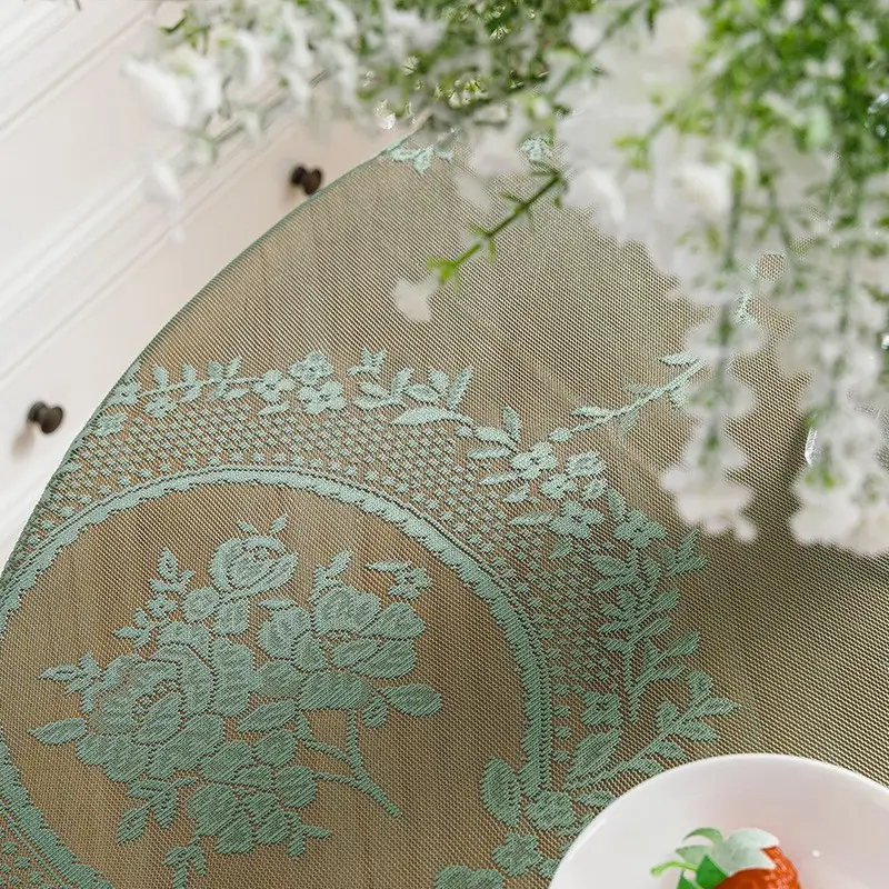 Ruffled high-grade green hollow lace tablecloth round mirror ruffled small fresh lace tablecloth - Image 24