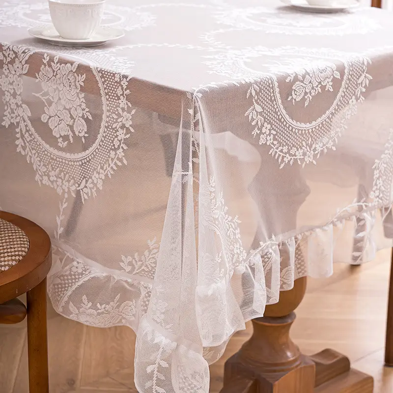Ruffled high-grade green hollow lace tablecloth round mirror ruffled small fresh lace tablecloth — feature 14