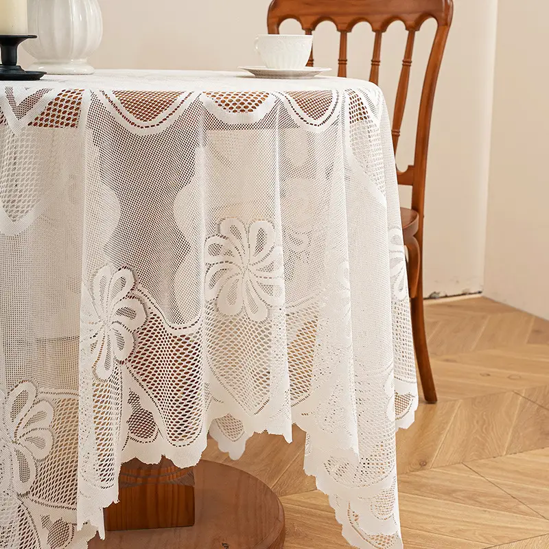 Ruffled high-grade green hollow lace tablecloth round mirror ruffled small fresh lace tablecloth — feature 24
