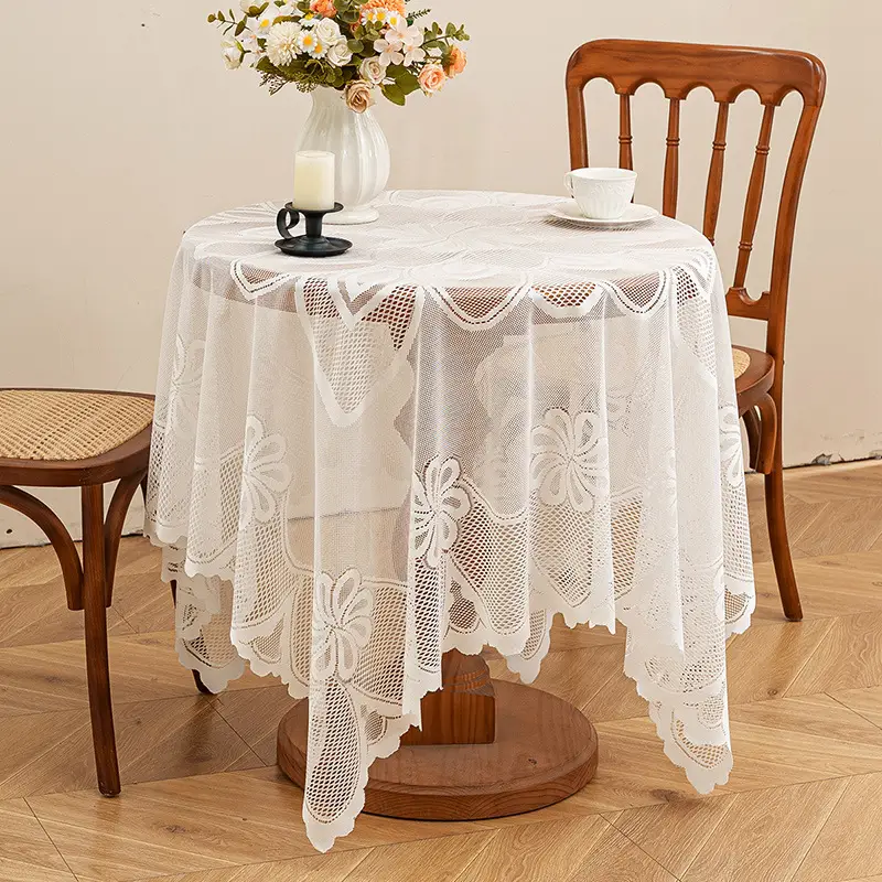 Ruffled high-grade green hollow lace tablecloth round mirror ruffled small fresh lace tablecloth — feature 25