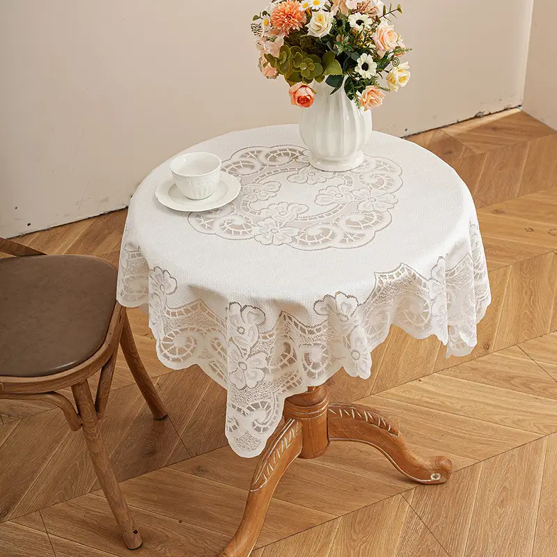 Ruffled high-grade green hollow lace tablecloth round mirror ruffled small fresh lace tablecloth — feature 27