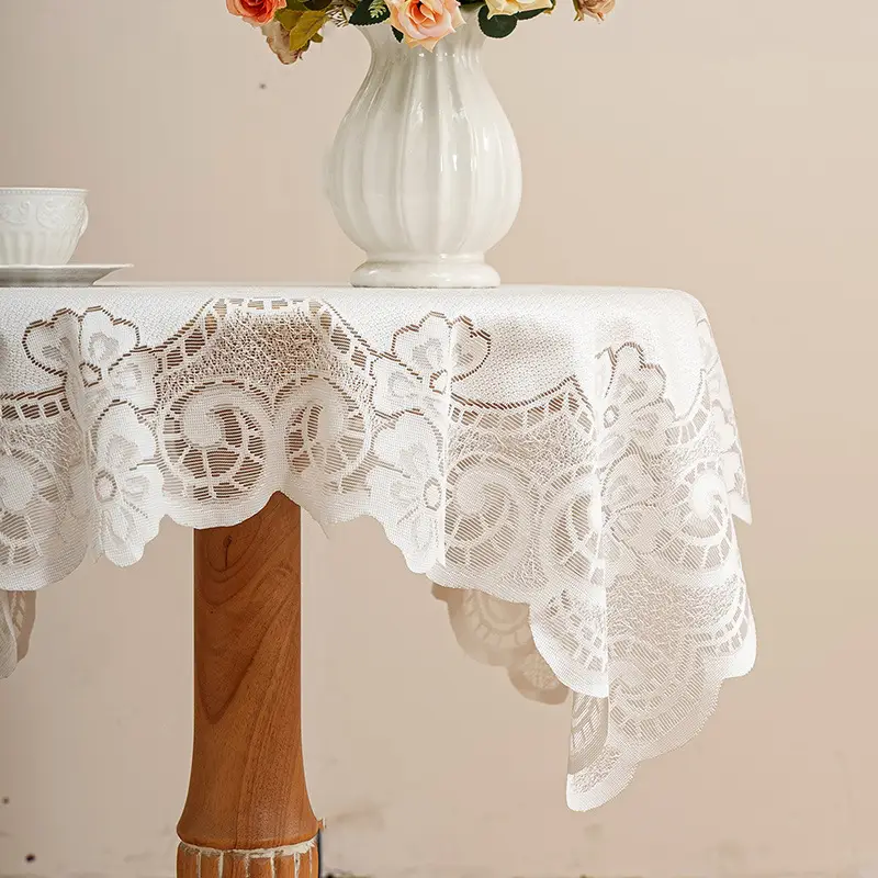 Ruffled high-grade green hollow lace tablecloth round mirror ruffled small fresh lace tablecloth — feature 28