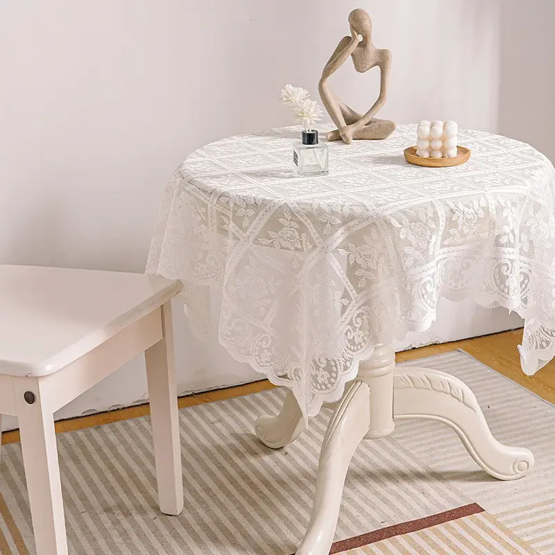Ruffled high-grade green hollow lace tablecloth round mirror ruffled small fresh lace tablecloth - Image 16