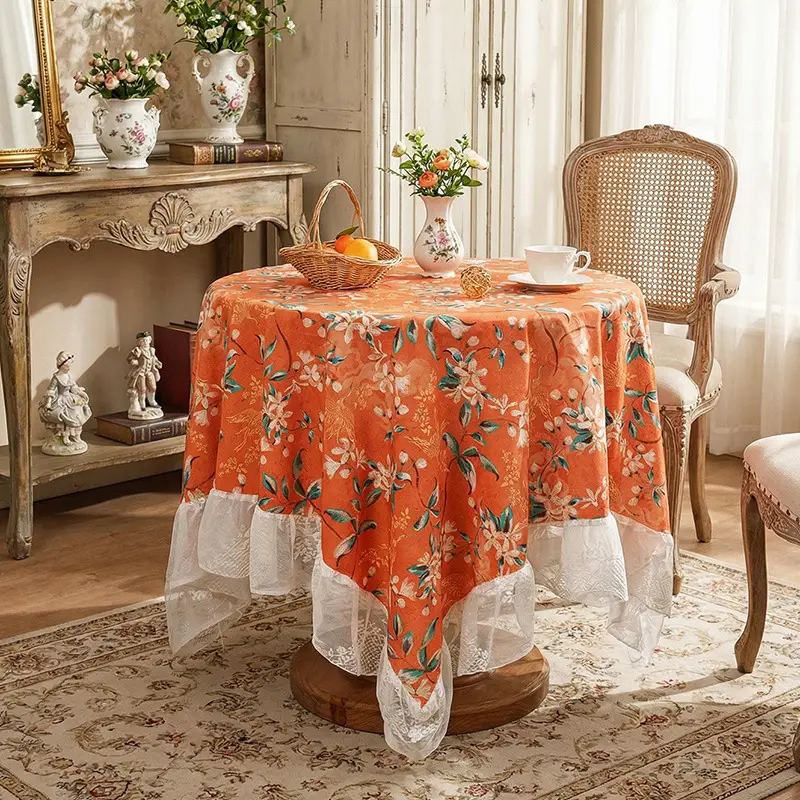 Ruffled high-grade green hollow lace tablecloth round mirror ruffled small fresh lace tablecloth - Image 18