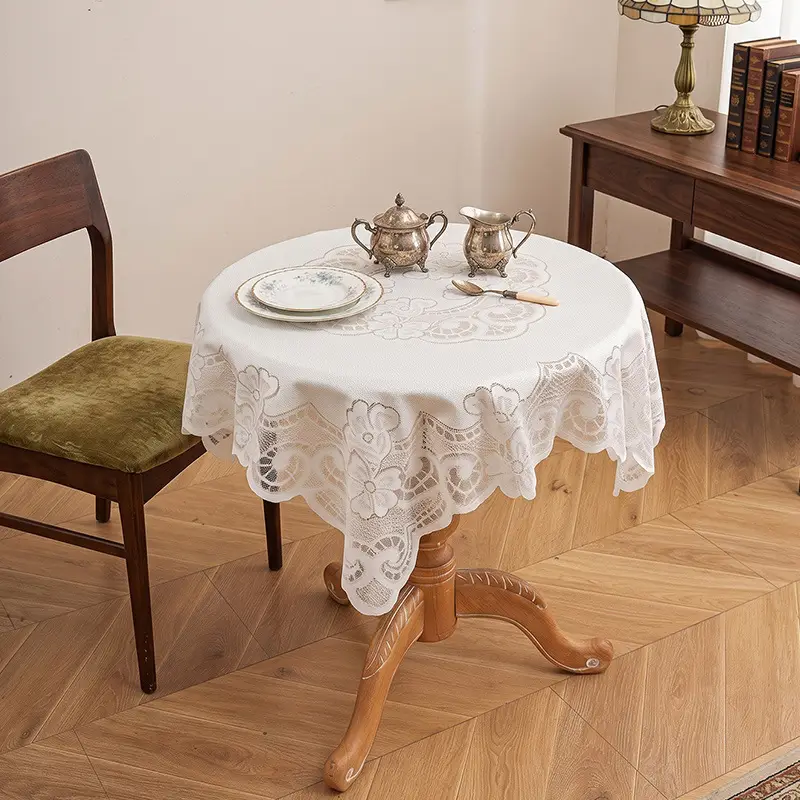 Ruffled high-grade green hollow lace tablecloth round mirror ruffled small fresh lace tablecloth - Image 19