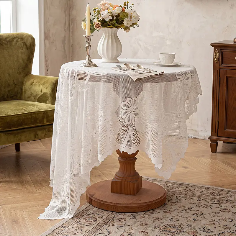 Ruffled high-grade green hollow lace tablecloth round mirror ruffled small fresh lace tablecloth - Image 20