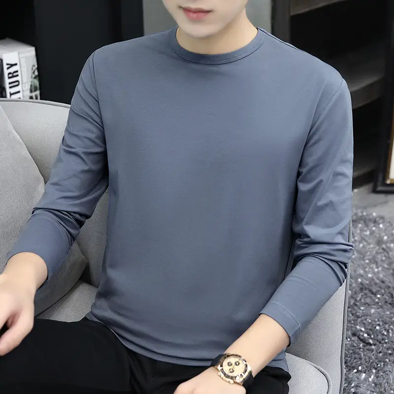 Men Grey Long Sleeve T-Shirt 2025 - Image 5