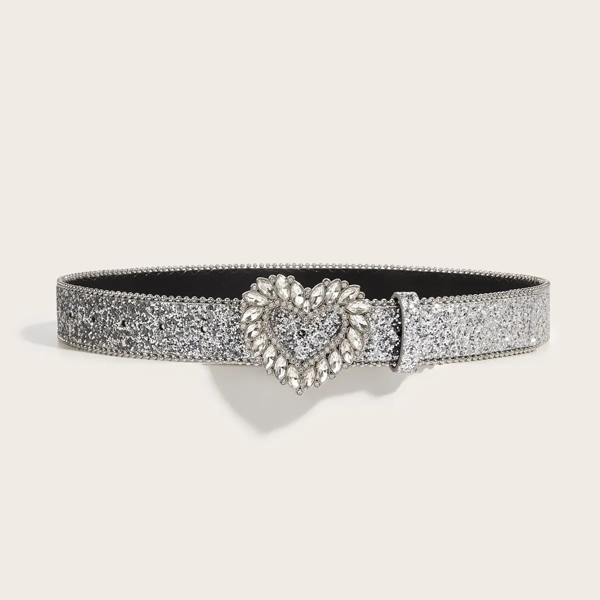 Silver Rhinestone Buckle Belt for Women - Image 3