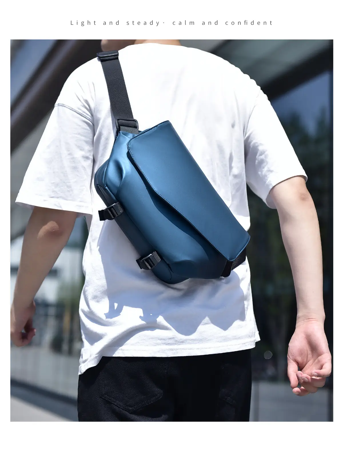 Men's Water-Resistant Crossbody Bag Black — feature 15