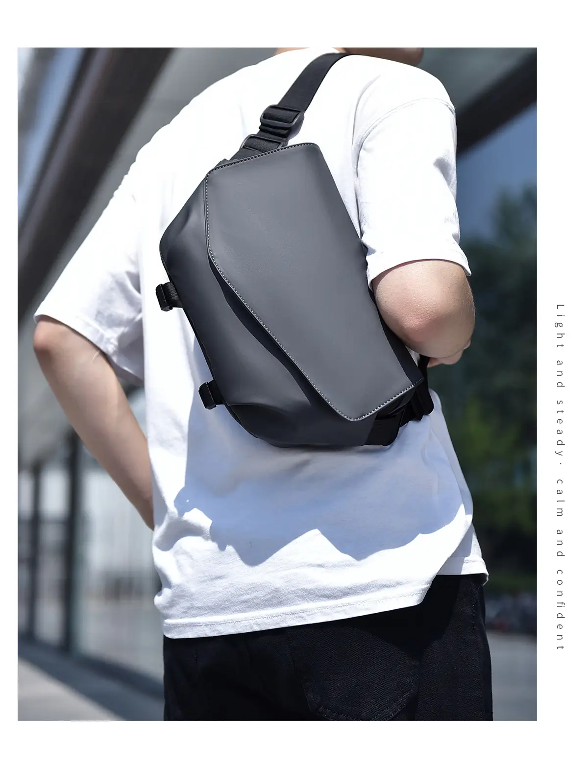 Men's Water-Resistant Crossbody Bag Black — feature 17