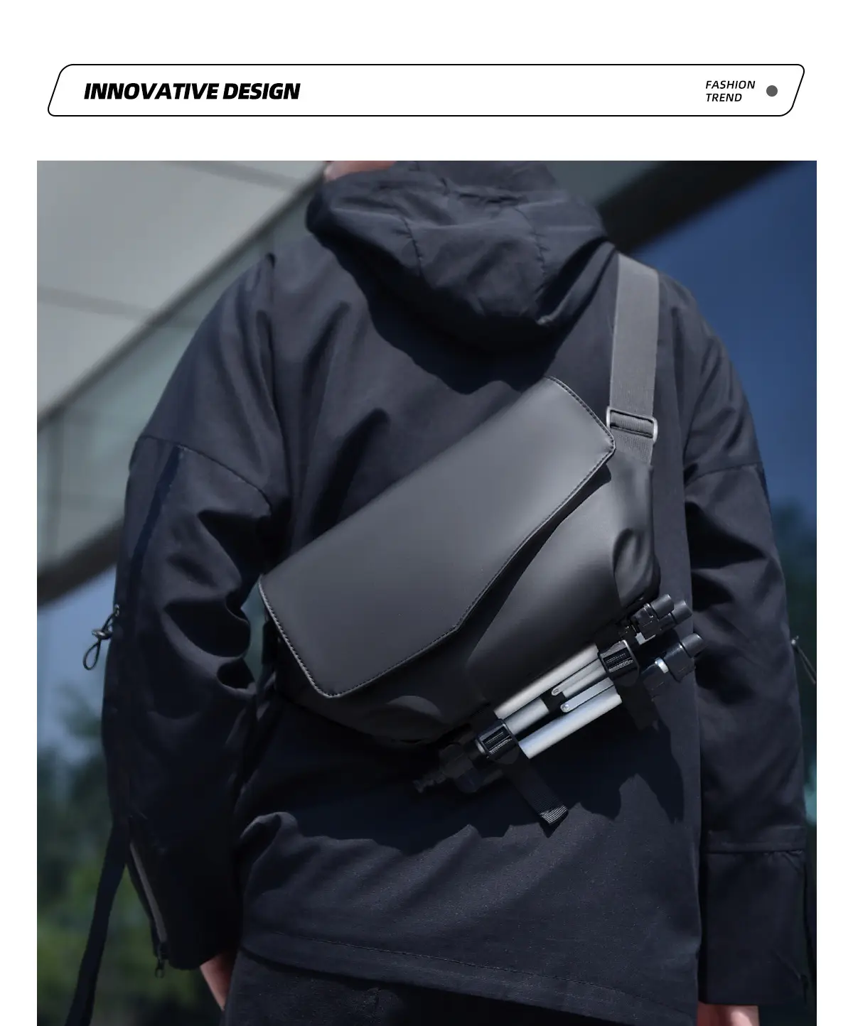 Men's Water-Resistant Crossbody Bag Black — feature 6