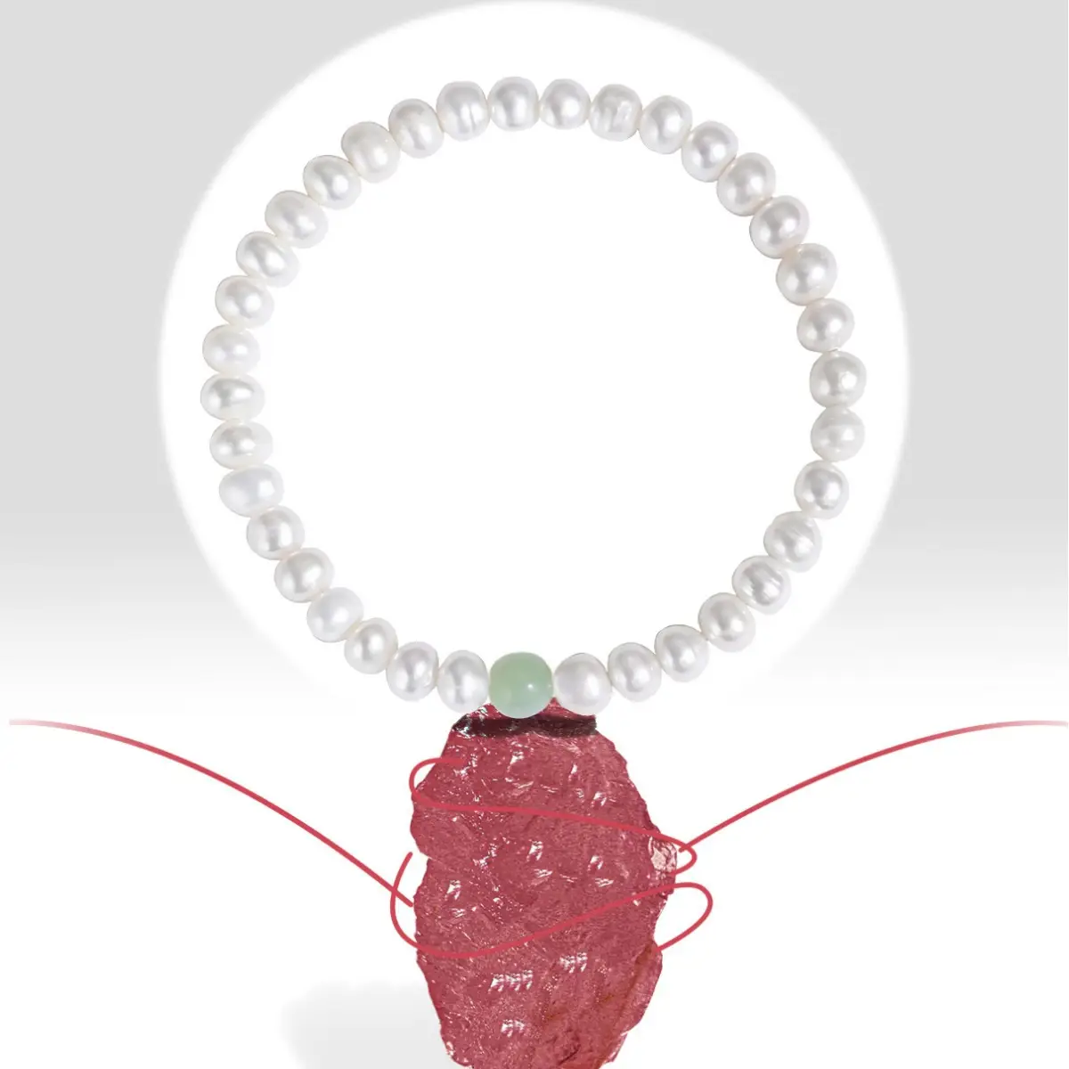 Female Gentle Textured Pearl Bracelet with Jade Cap