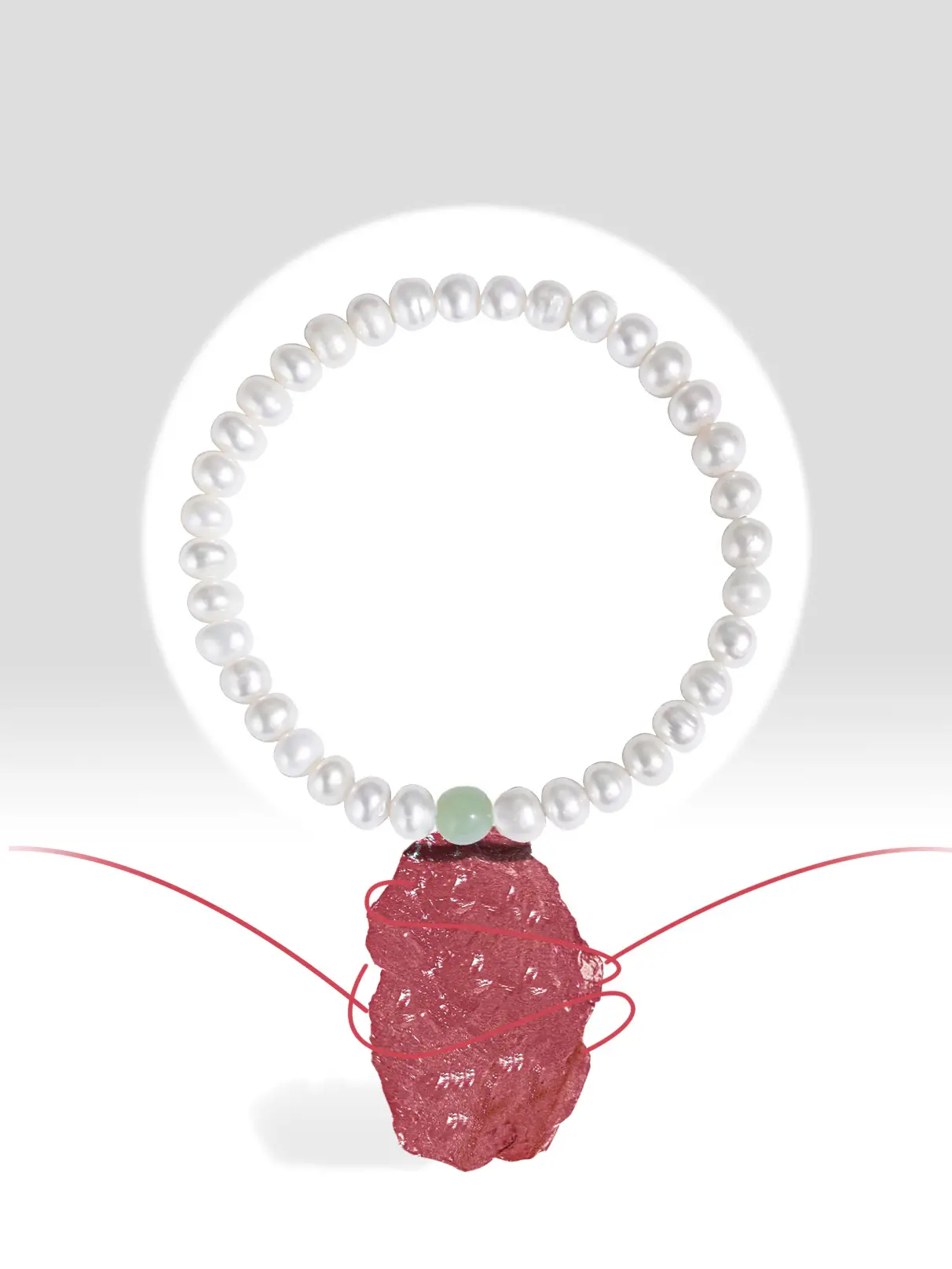 Female Gentle Textured Pearl Bracelet with Jade Cap — feature 4