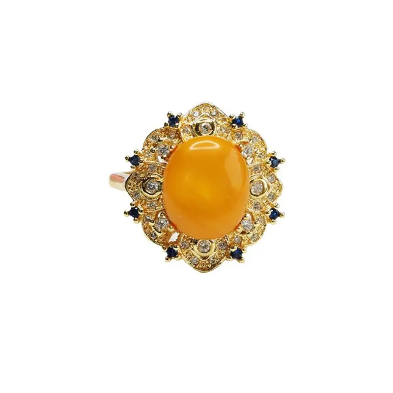 Guan Yu Natural Amber Ring Full Honey Old Beeswax Vintage - Image 6