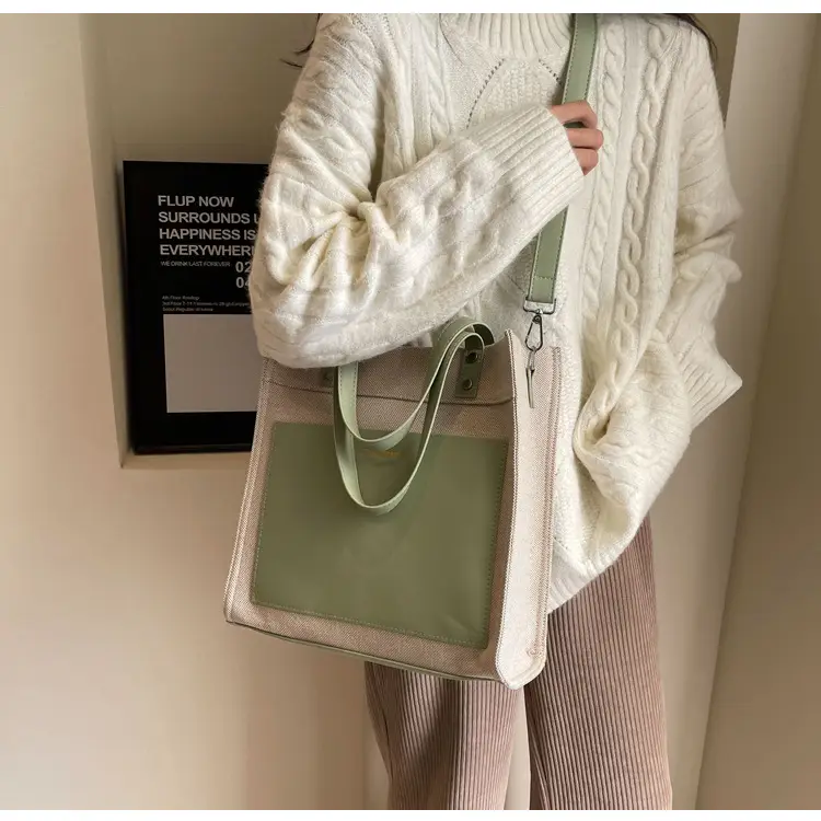 Korean Style Lazy Canvas Shoulder Bag Large Capacity Brown Tan — feature 26