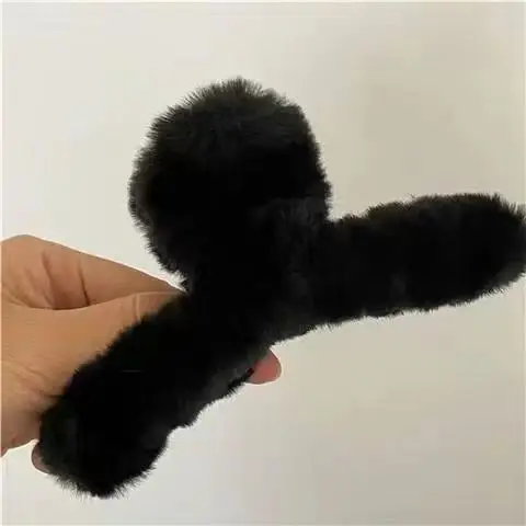 White Pearl Plush Hair Clip for Girls