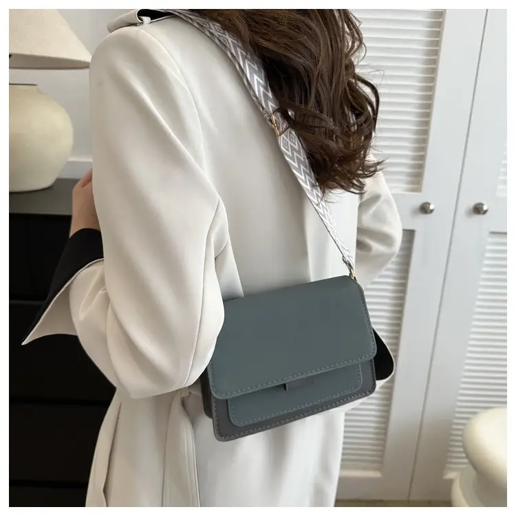 Women's tan white square shoulder bag with strap — feature 14