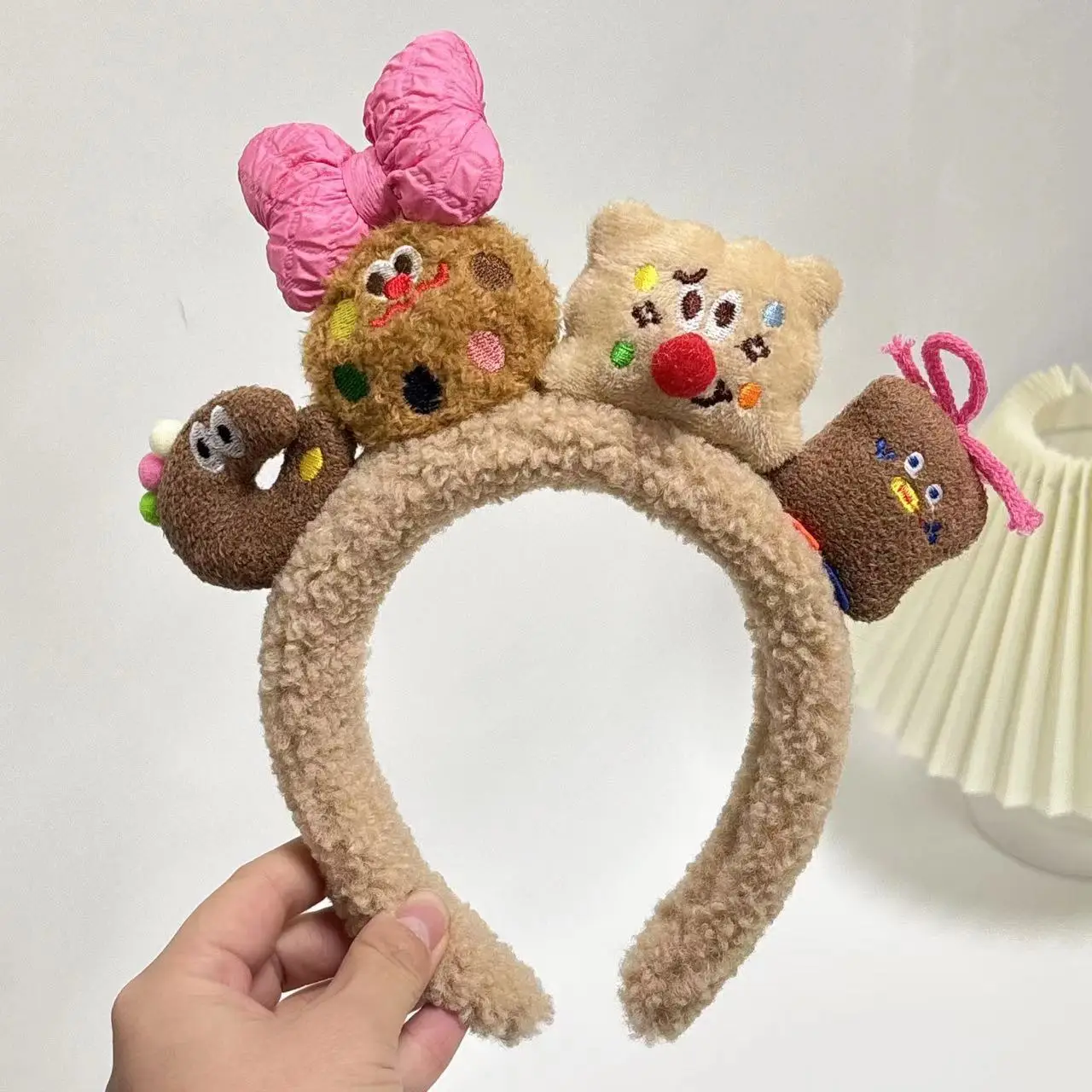 Plush Dog Headband with Heart Design Pink — feature 3