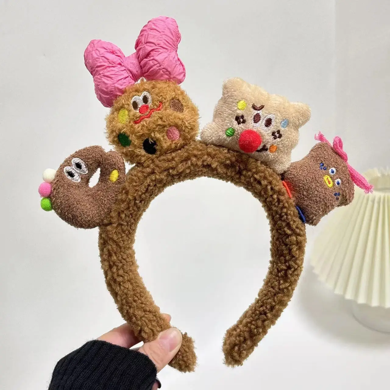 Plush Dog Headband with Heart Design Pink - Image 4