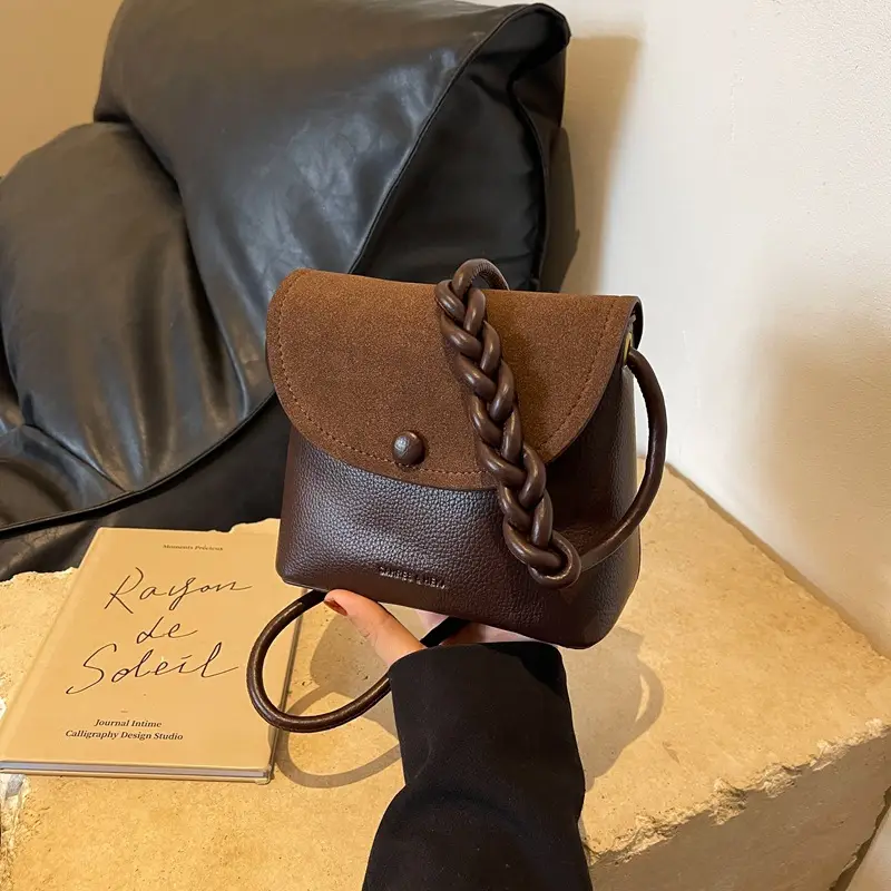 Women's Woven Leather Shoulder Bag Brown New 2024