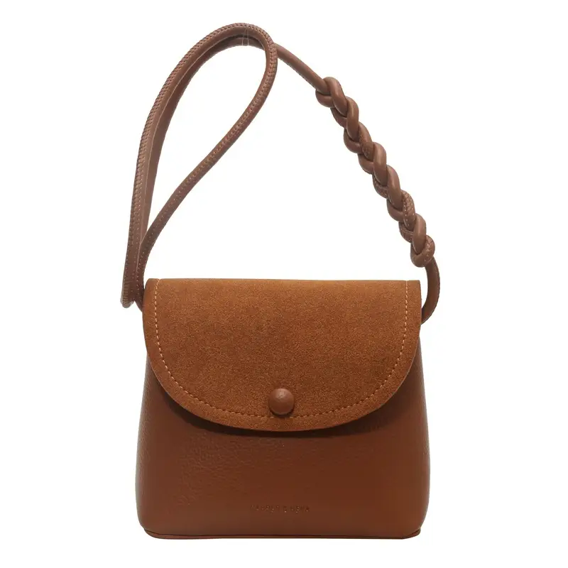 Women's Woven Leather Shoulder Bag Brown New 2024
