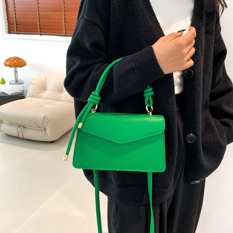 Orange Textured Shoulder Messenger Bag for Women - Image 9