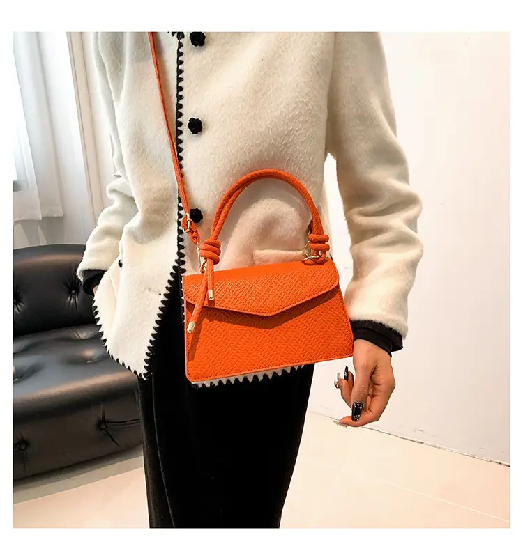 Orange Textured Shoulder Messenger Bag for Women — feature 18