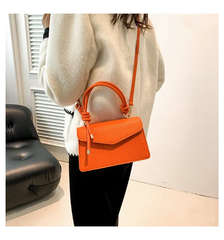 Orange Textured Shoulder Messenger Bag for Women — feature 19