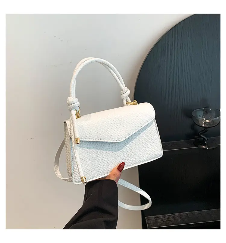 Orange Textured Shoulder Messenger Bag for Women - Image 2
