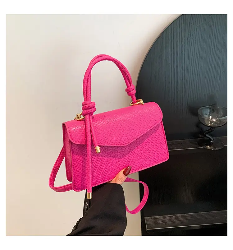 Orange Textured Shoulder Messenger Bag for Women - Image 5