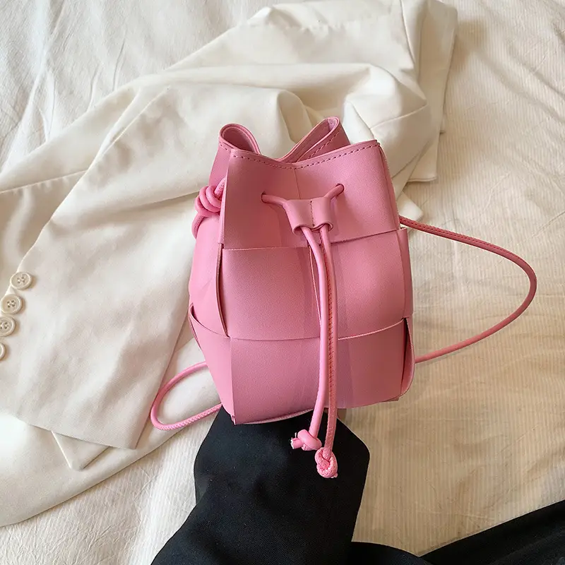 Green Drawstring Woven Mini Bag for Women - Image 3