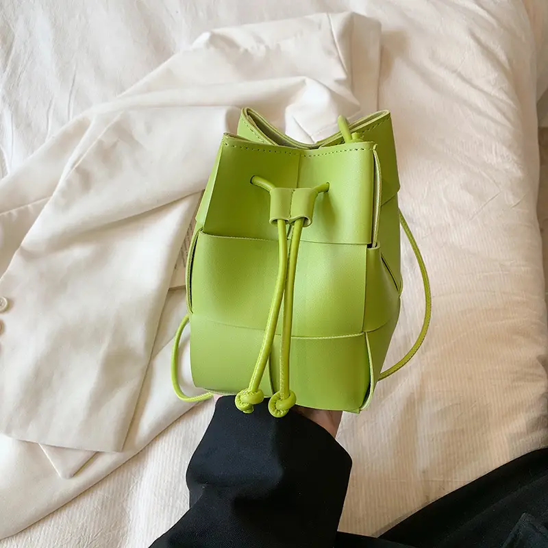 Green Drawstring Woven Mini Bag for Women - Image 6