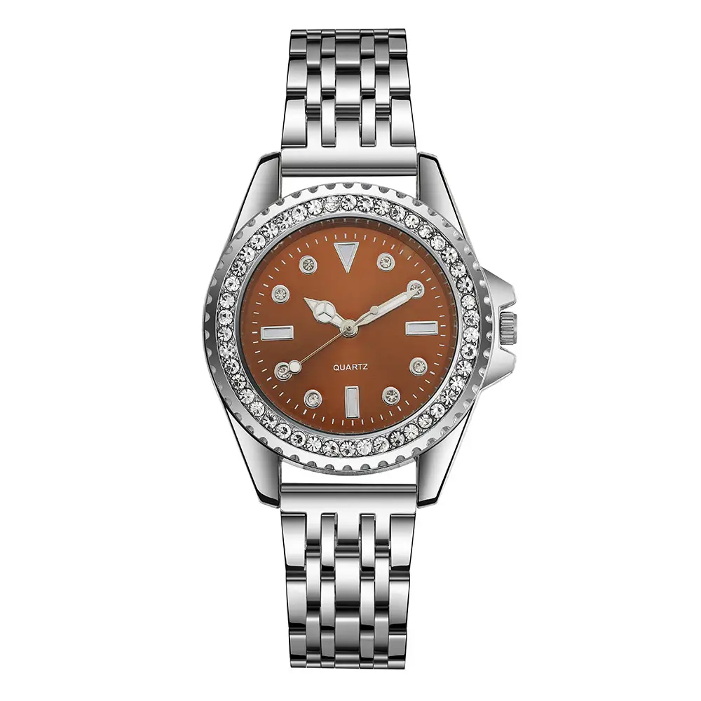 Women's Rhinestone Alloy Watch with Elegant Brown Dial — feature 7
