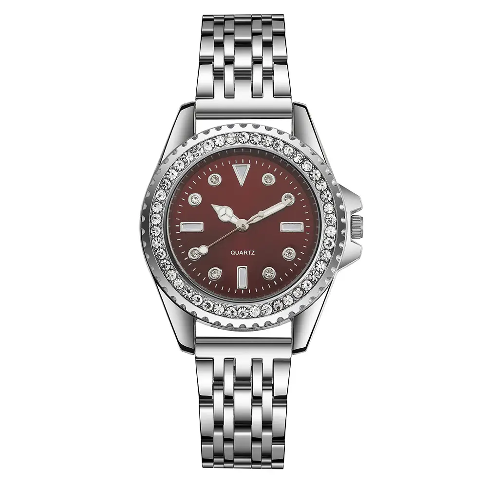 Women's Rhinestone Alloy Watch with Elegant Brown Dial — feature 9