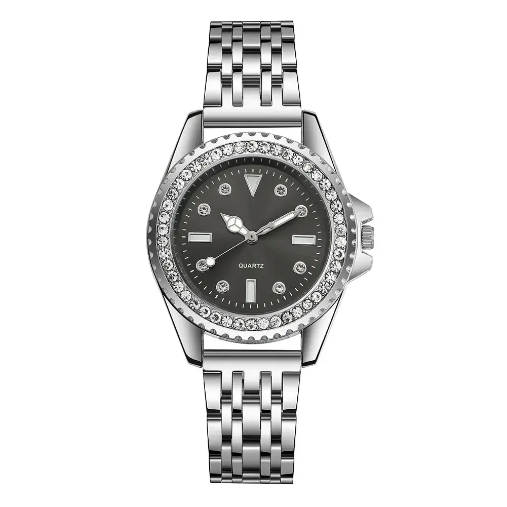 Women's Rhinestone Alloy Watch with Elegant Brown Dial - Image 4
