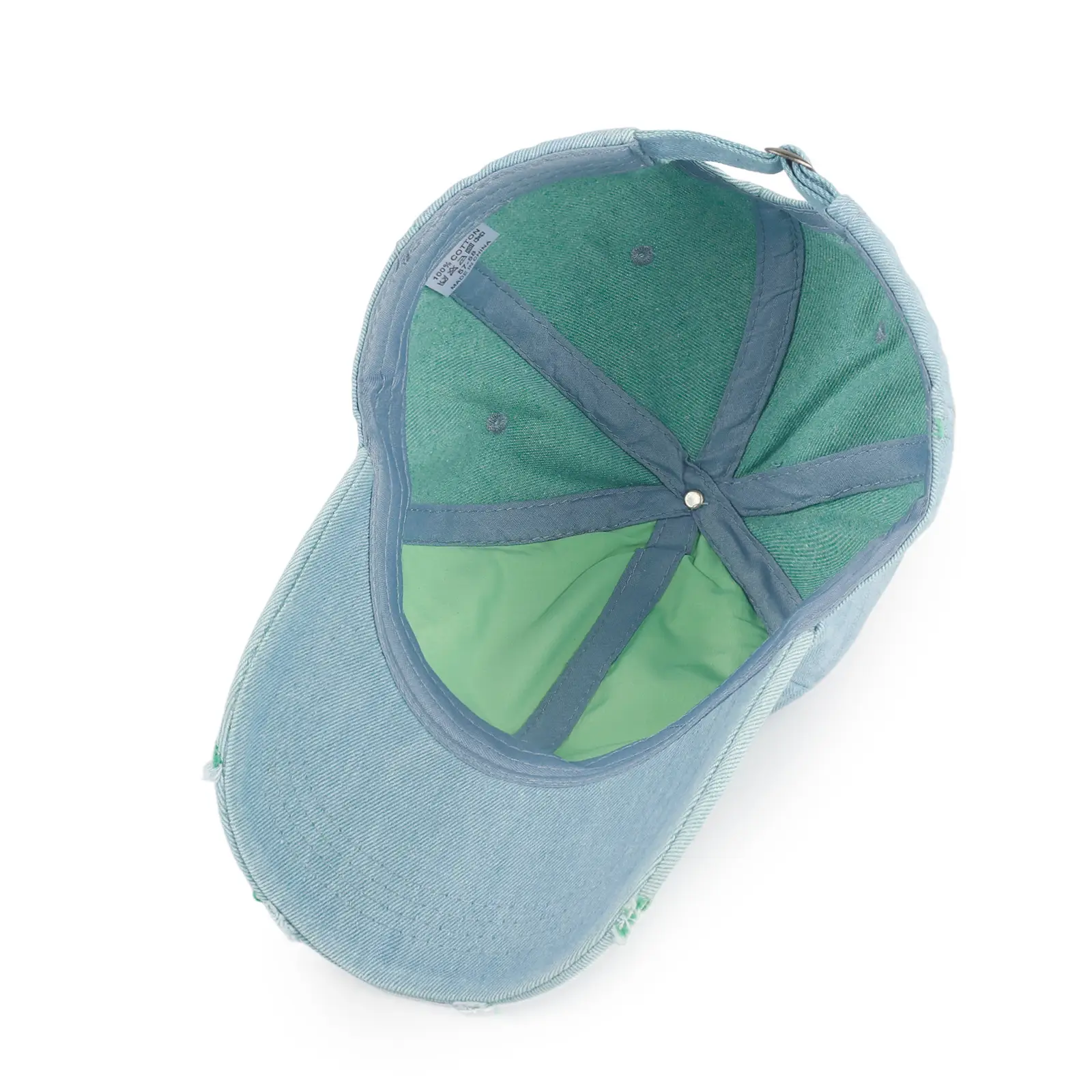 Women Denim Ripped Peaked Cap Light Blue 1998 - Image 9