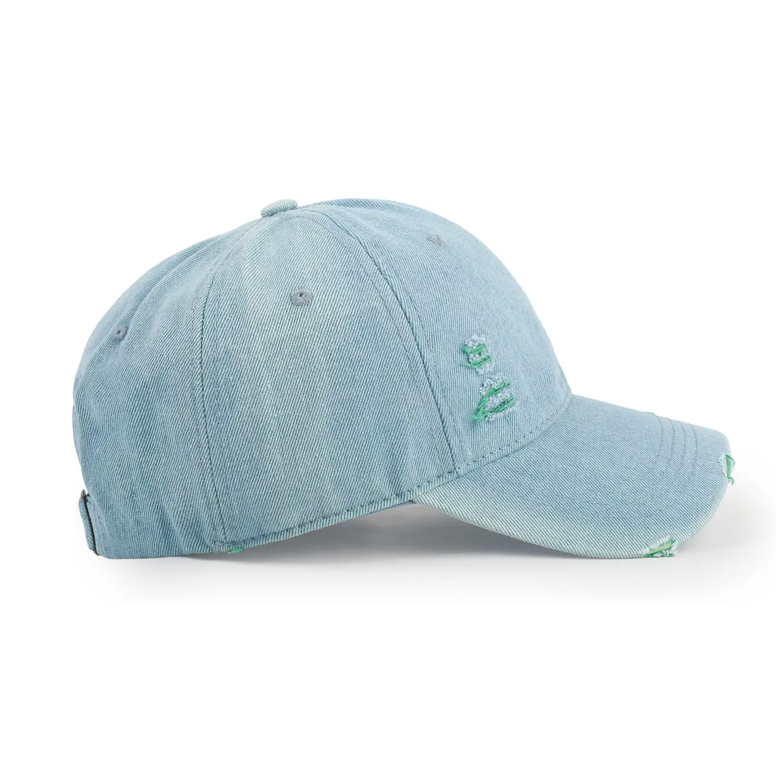 Women Denim Ripped Peaked Cap Light Blue 1998 — feature 9