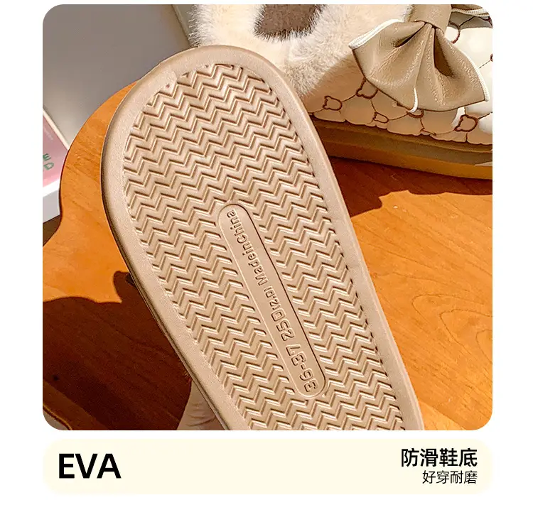 Bowknot Cotton Slippers for Women with Heel Cover, Autumn and Winter Fleece-Lined, Non-Slip, Thick-Soled Home Cotton Shoes, Warm and Suitable for Outdoor Wear — feature 12