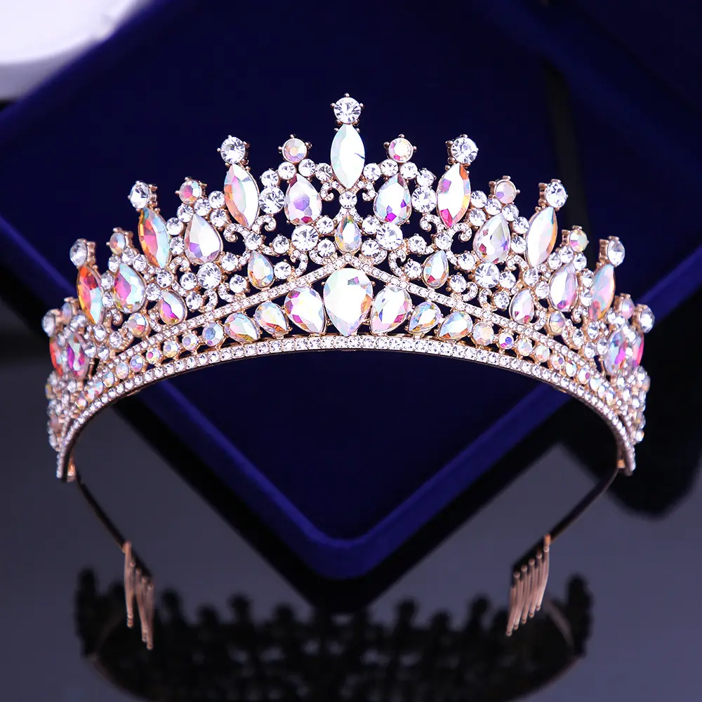 Crystal Blue Bridal Crown Hair Accessory for Women - Image 4