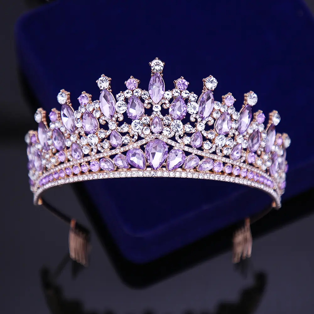 Crystal Blue Bridal Crown Hair Accessory for Women - Image 10